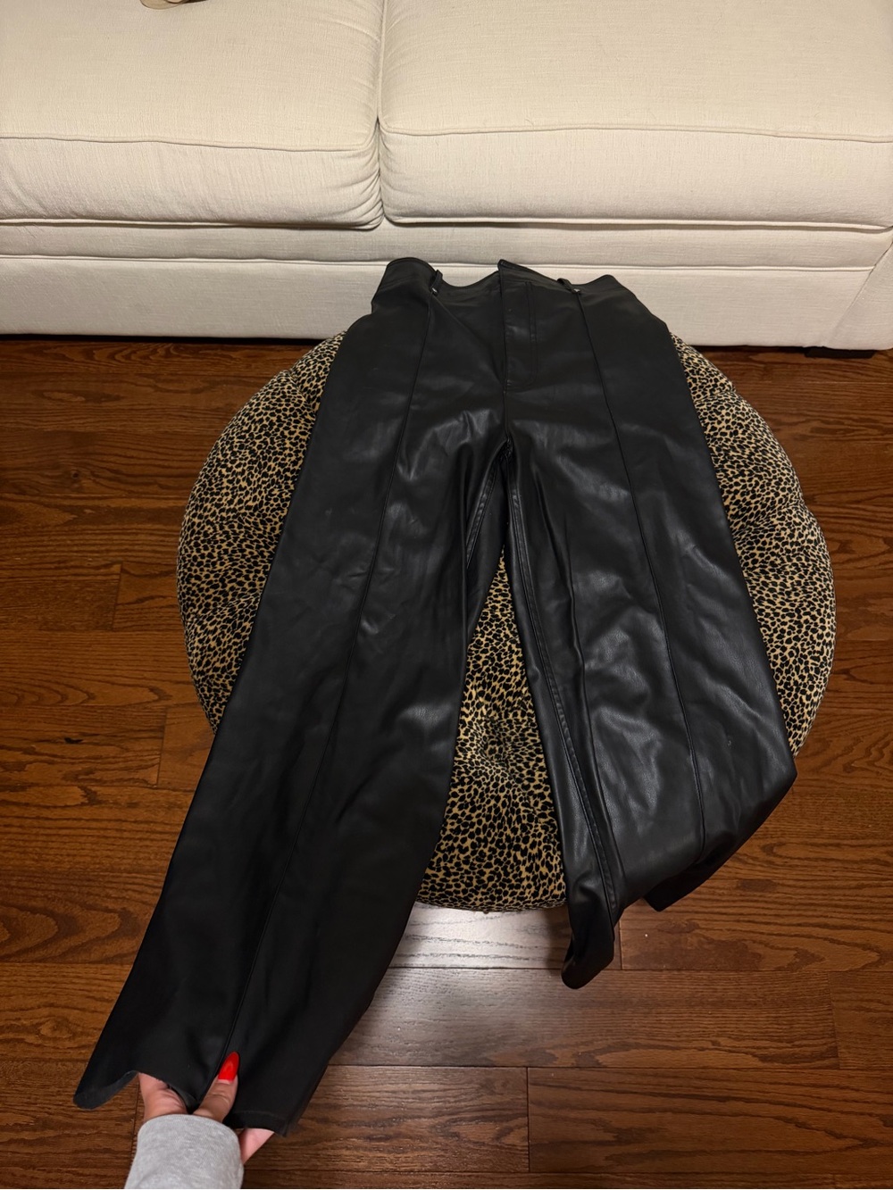 Zara Black Faux Leather High-Waist Pants